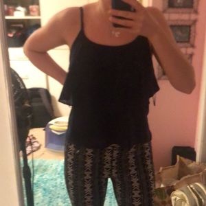 Navy blue cross-back chiffon tank top